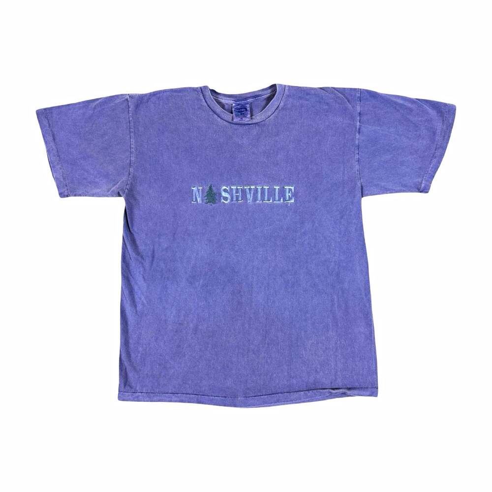 Vintage Single Stitch Nashville Embroidered Cotton Crew Neck Tee Size XL